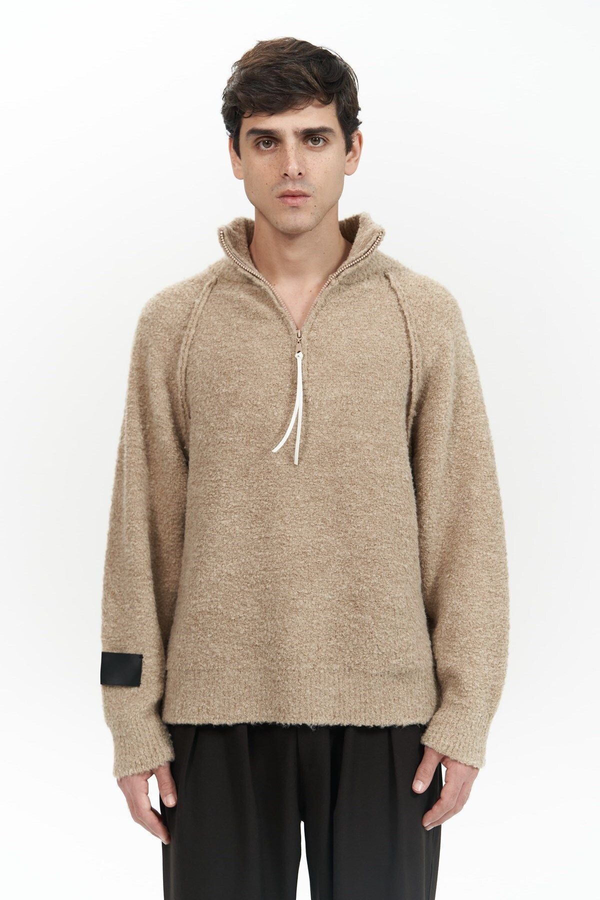 Zane Zipper Detail Mink Men's Knitwear Sweater