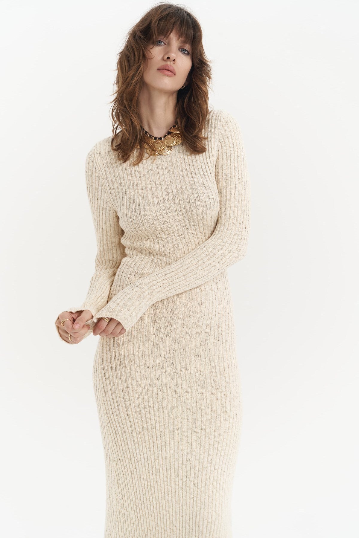 Melbourne Organic Long Knitwear Beige Dress