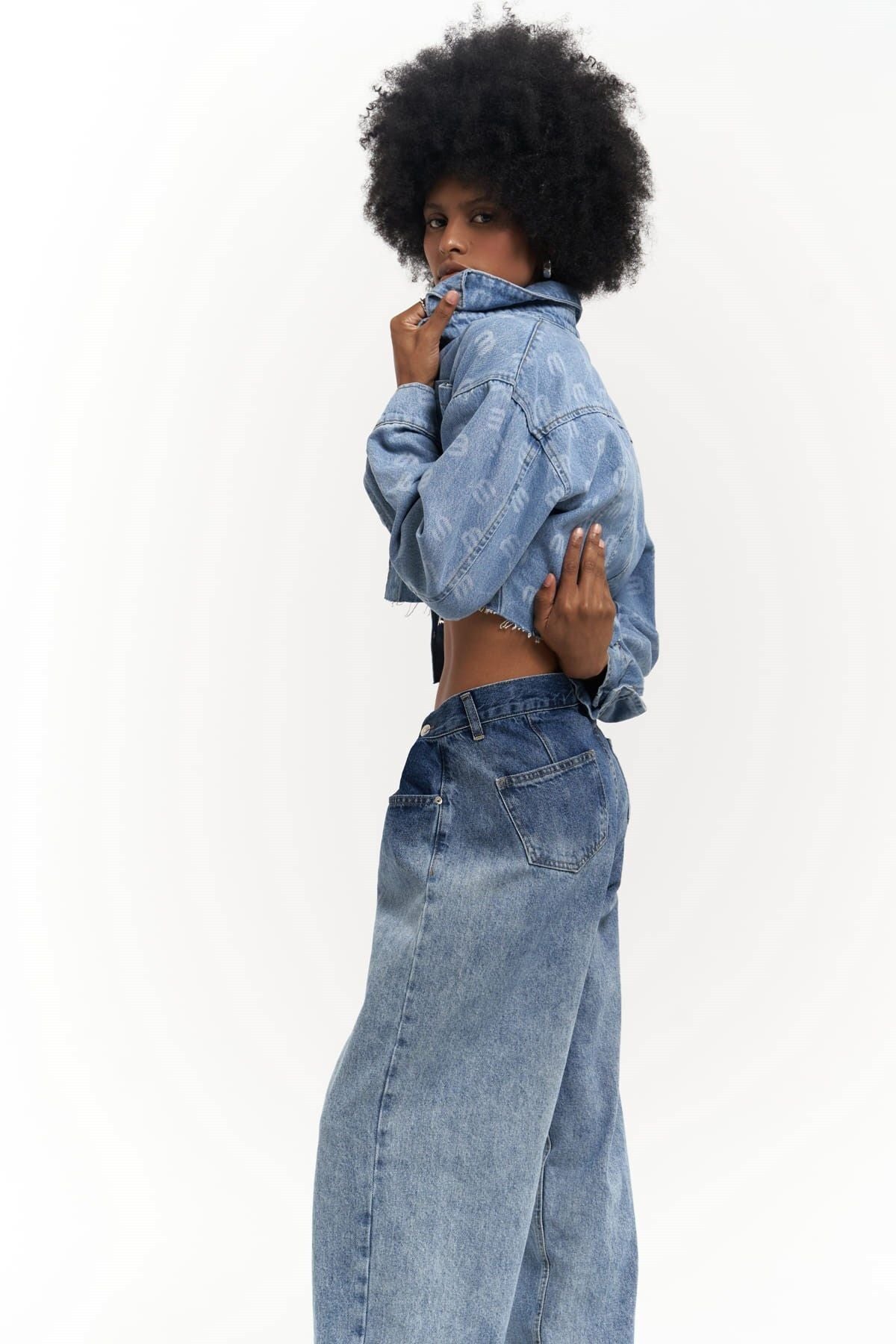 Darcey M Print Blue Short Jean Jacket