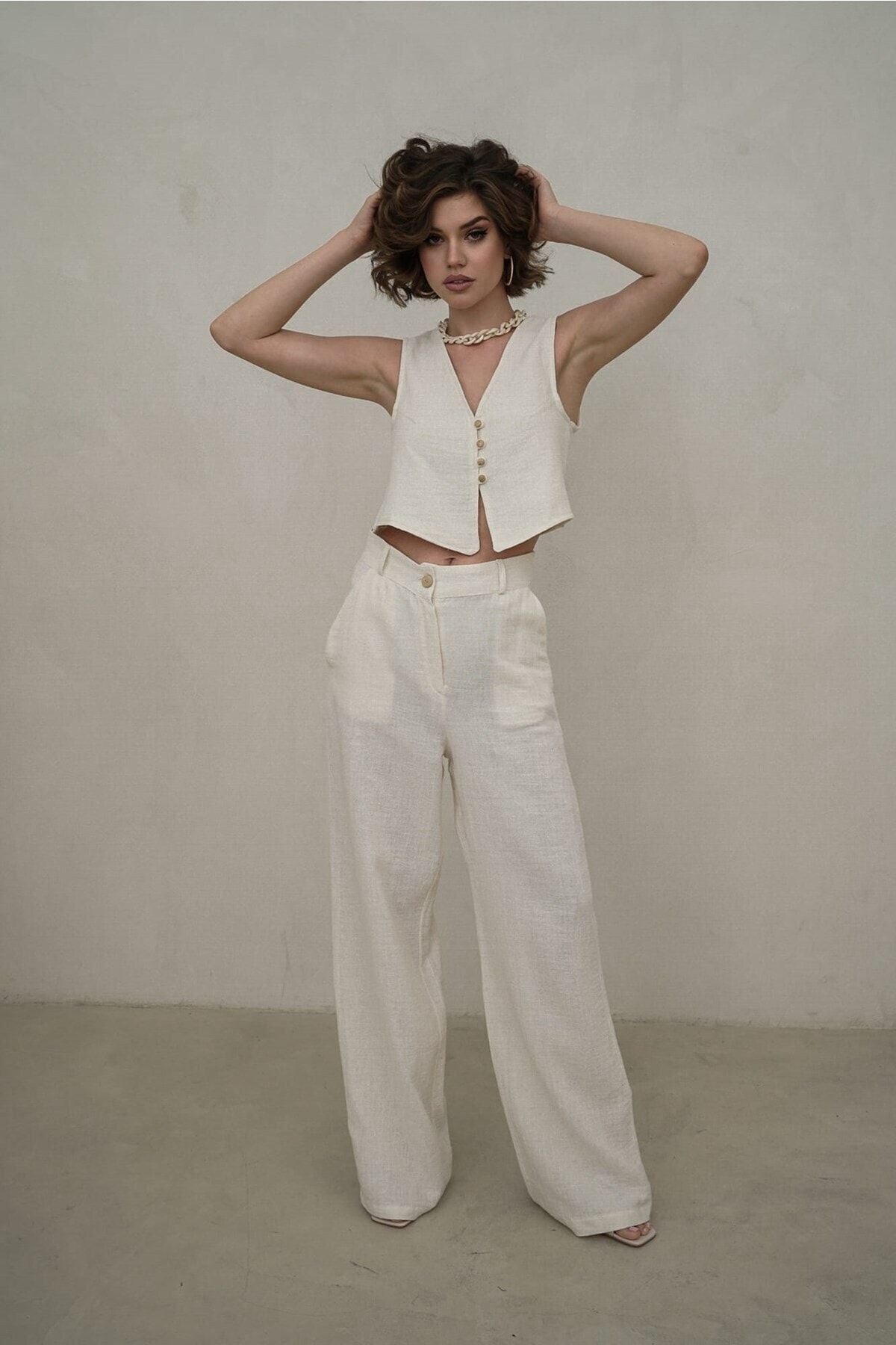 Clover Natural Muslin Vest-Pants Set