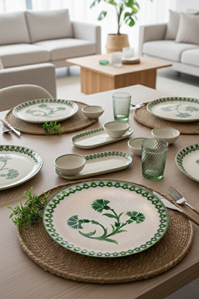 14 Piece Breakfast Set for 6 Persons Ottoman Elegance Green - 2