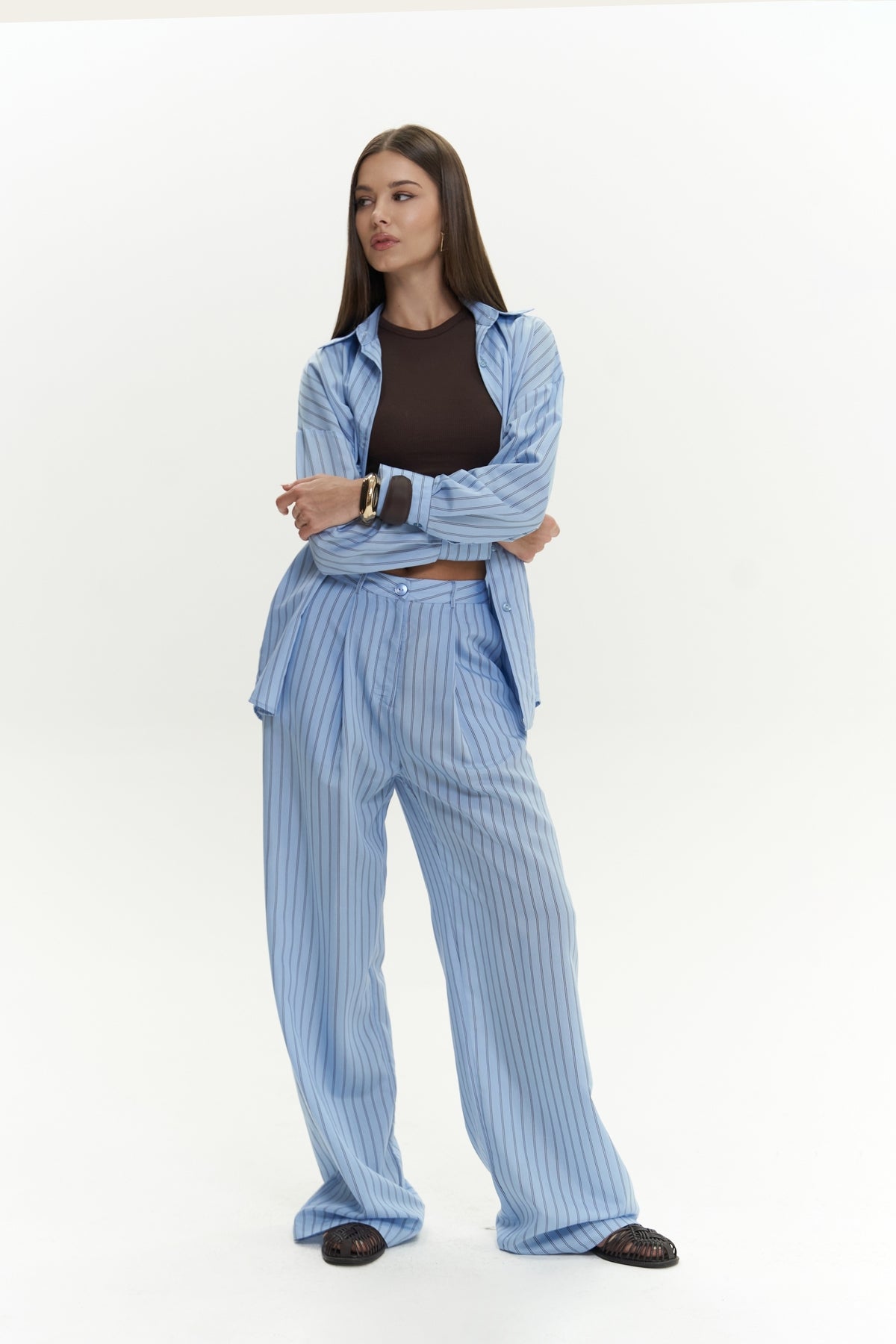 Berlin Striped Blue Shirt Trousers Set