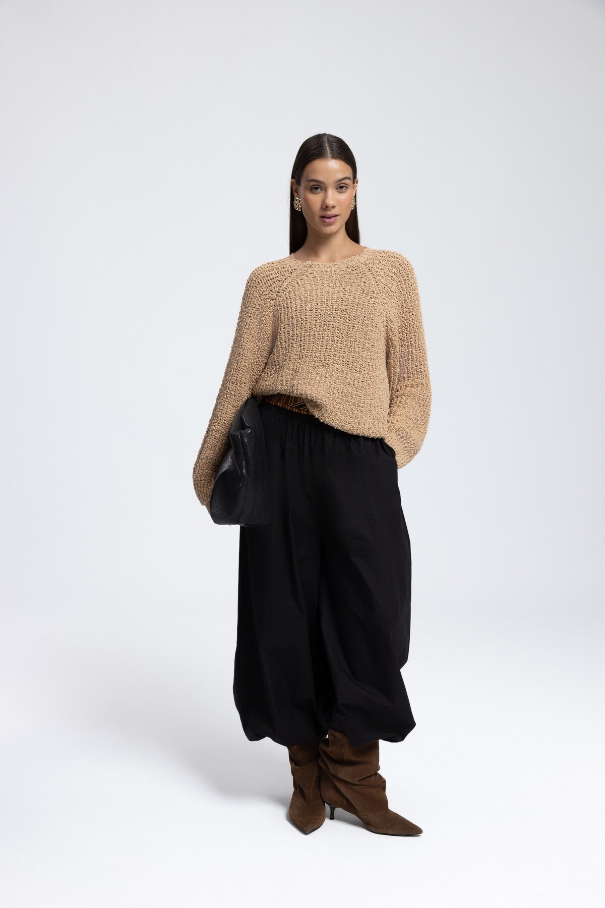 Latte Crew Neck Mustard Knitwear Sweater