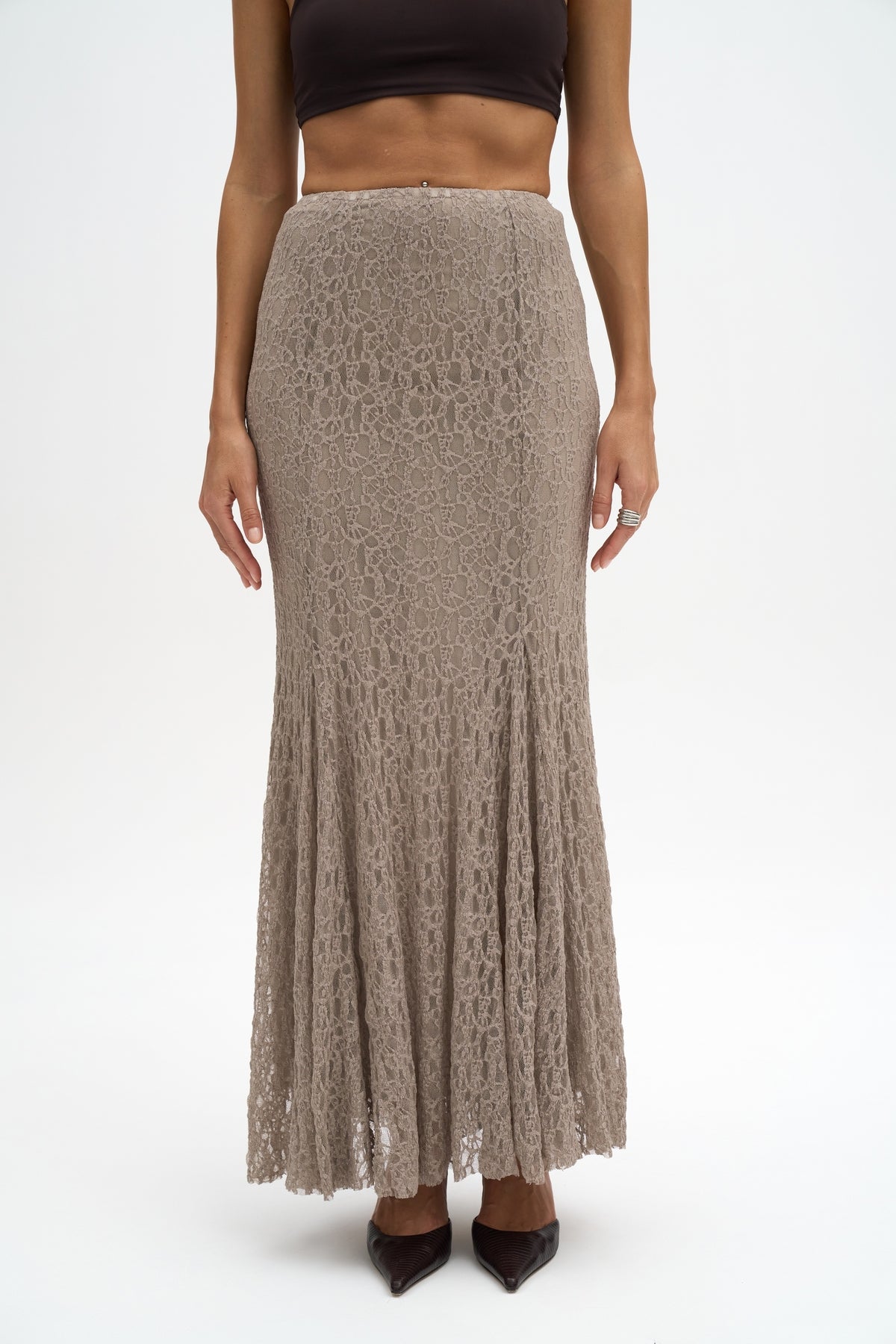 Veylia Long Mink Lace Skirt