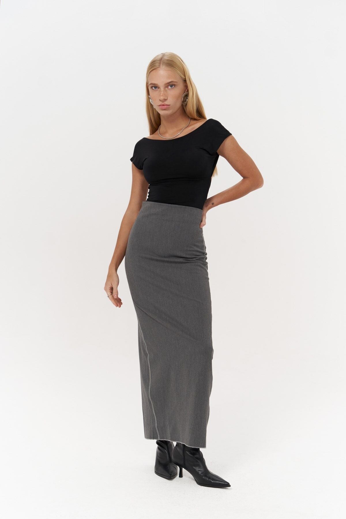 Laden Smoked Midi Pencil Skirt