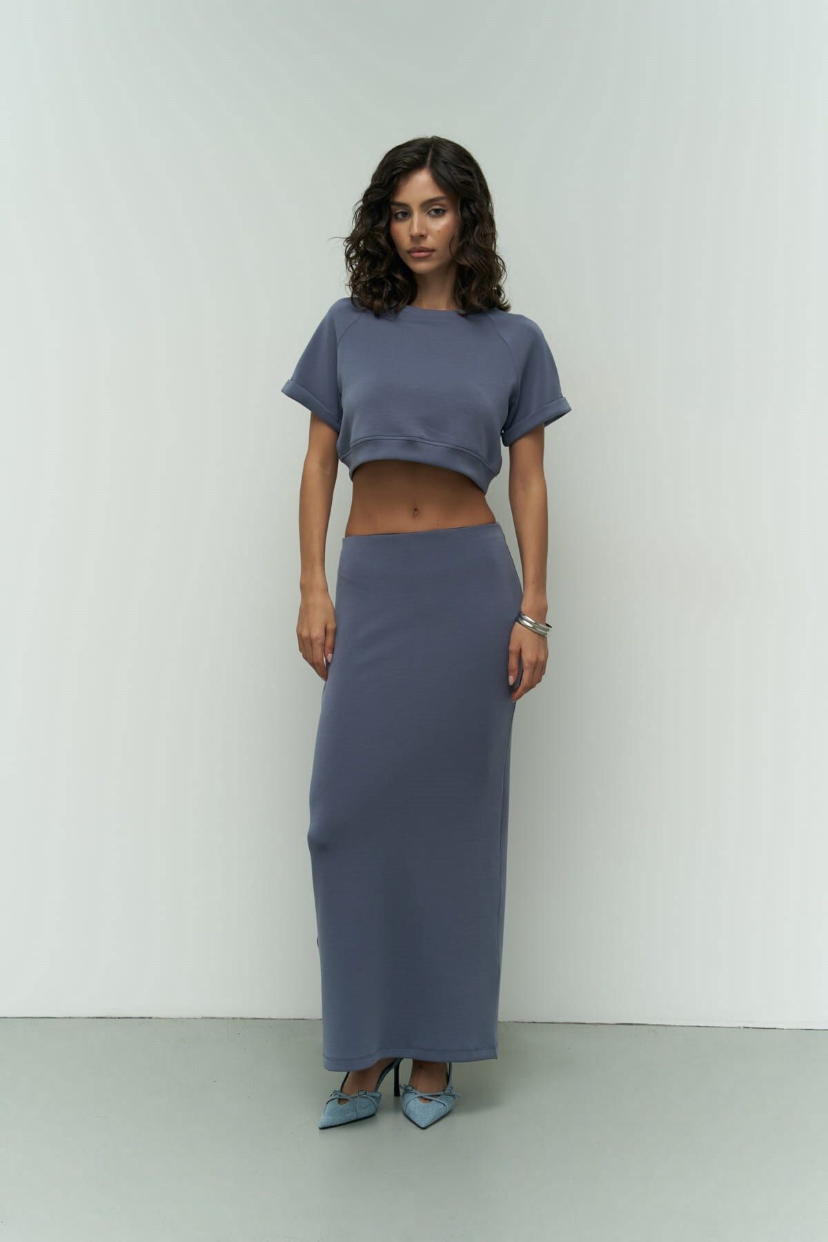 Paloma Indigo Crop Skirt Set