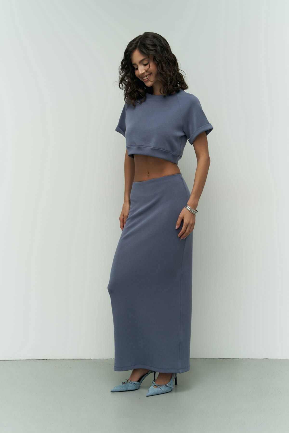 Paloma Indigo Crop Skirt Set
