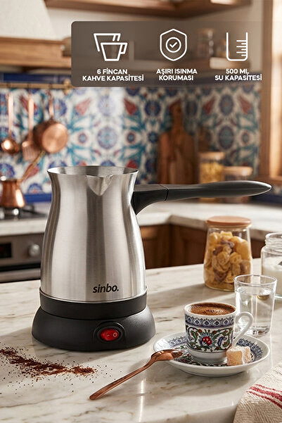 SCM-9038 Turkish Coffee Machine 500 ml – Stainless Steel Coffee Pot – Automatic Shut-Off