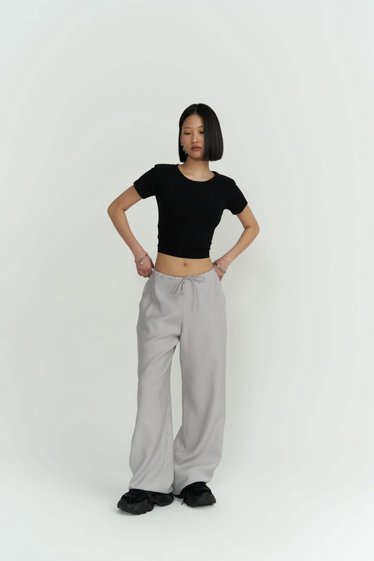 Paris Gray Basic Trousers